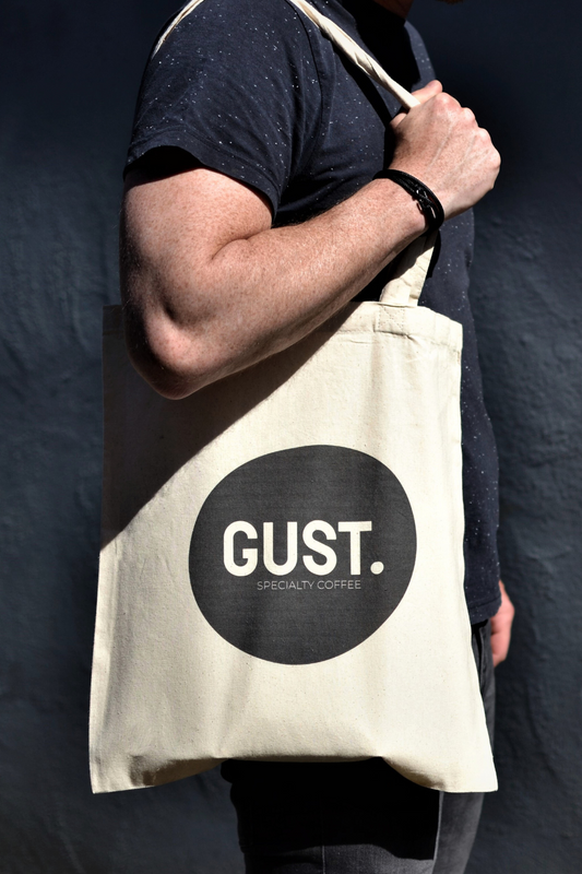 tote bag, merch, gear, gust coffee roasters, coffee obsessed, coffee gear, coffee merch